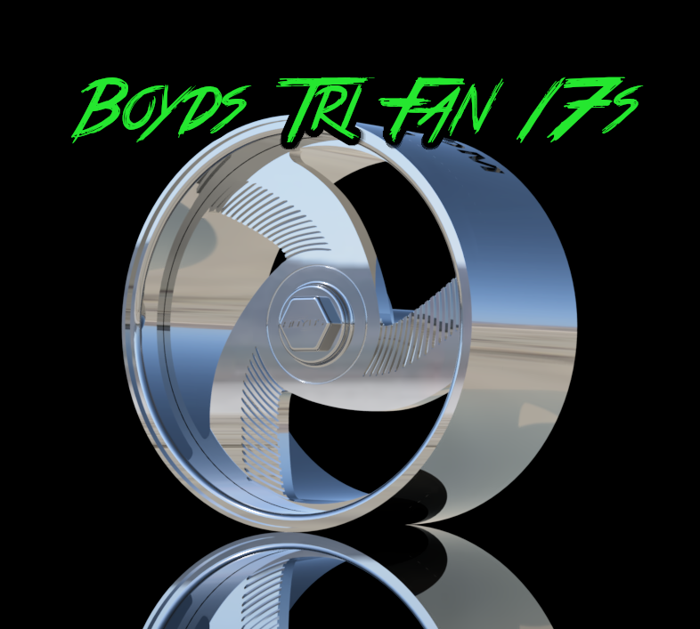 17-Inch Boyd Tri Fan Wheel & Tire Set – 1/24 Scale