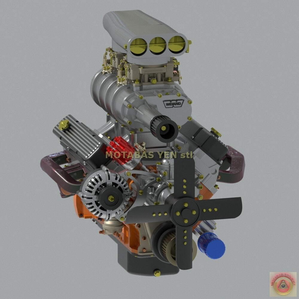 Dodge Mopar 440 Magnum Blown Supercharged Engine - Model Maker's Workshop