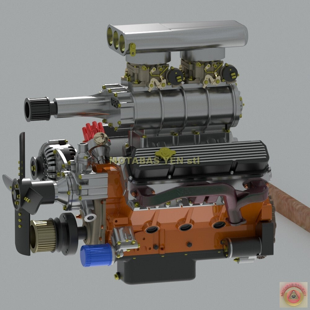 Dodge Mopar 440 Magnum Blown Supercharged Engine - Model Maker's Workshop