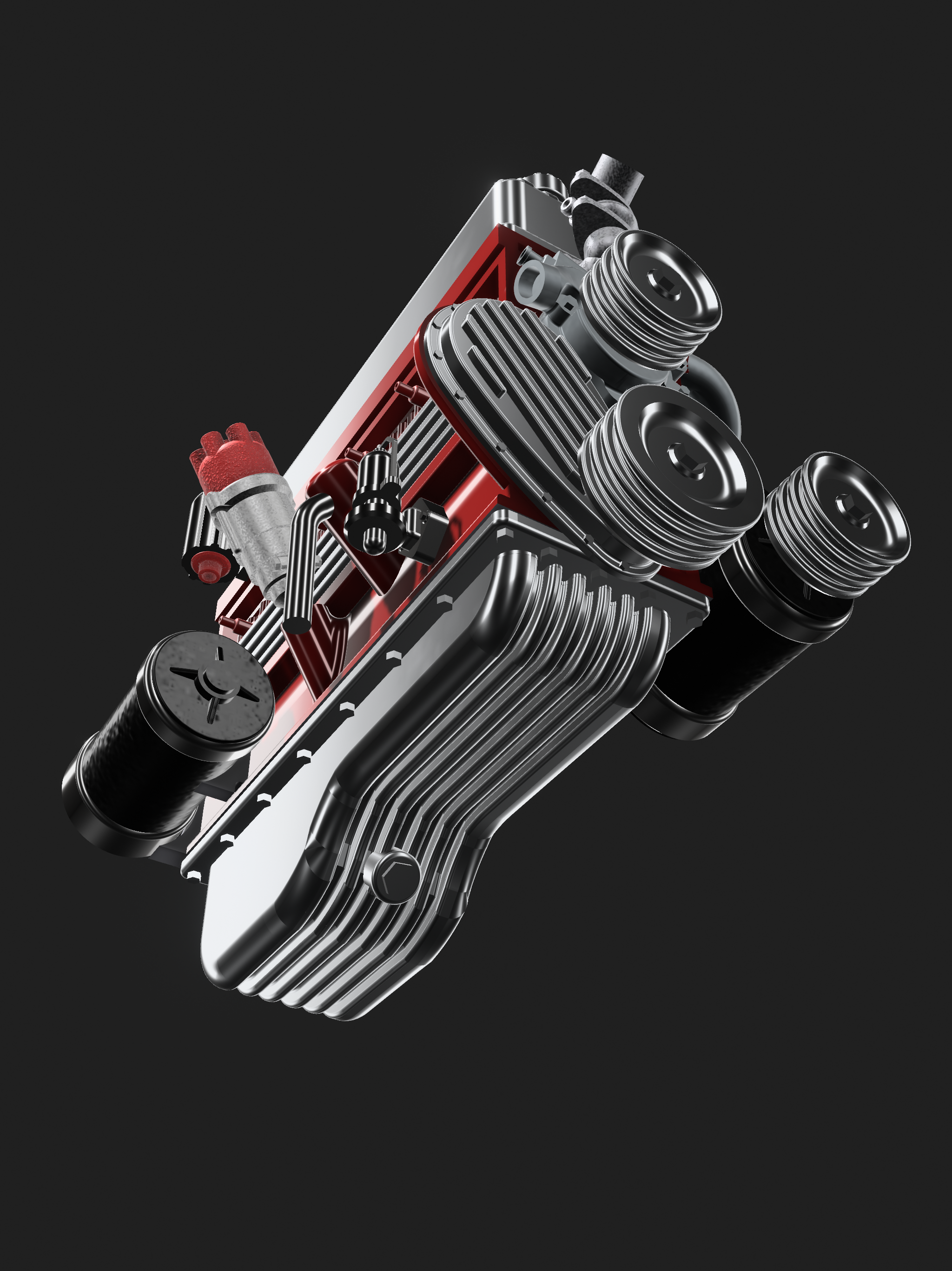 Chevrolet 235 Inline-Six Engine with Vintage Lowrider Upgrades – 1/25 Scale