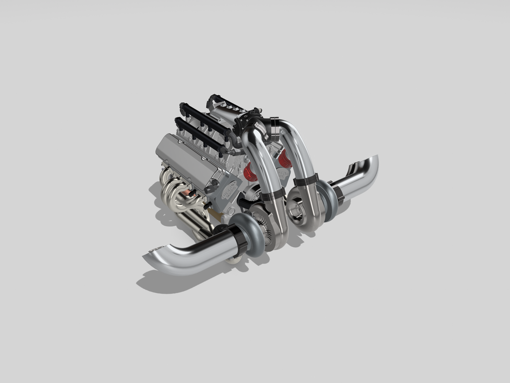Twin-Turbo Small Block Chevrolet Engine & Reid Rossler Transmission – 1/25 Scale