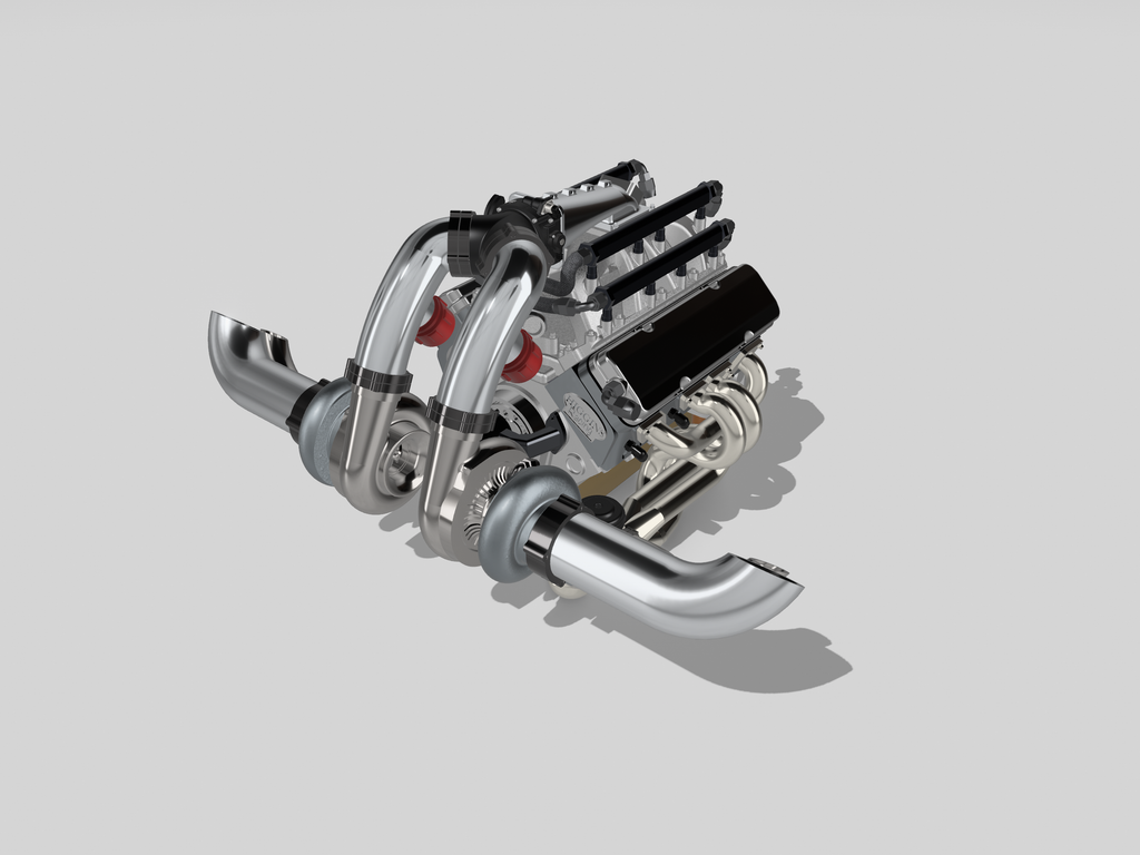 Twin-Turbo Small Block Chevrolet Engine & Reid Rossler Transmission – 1/25 Scale