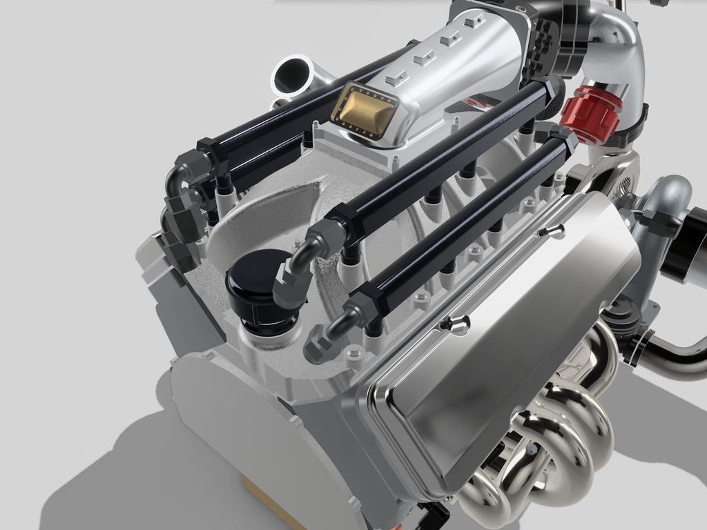 Twin-Turbo Small Block Chevrolet Engine & Reid Rossler Transmission – 1/25 Scale