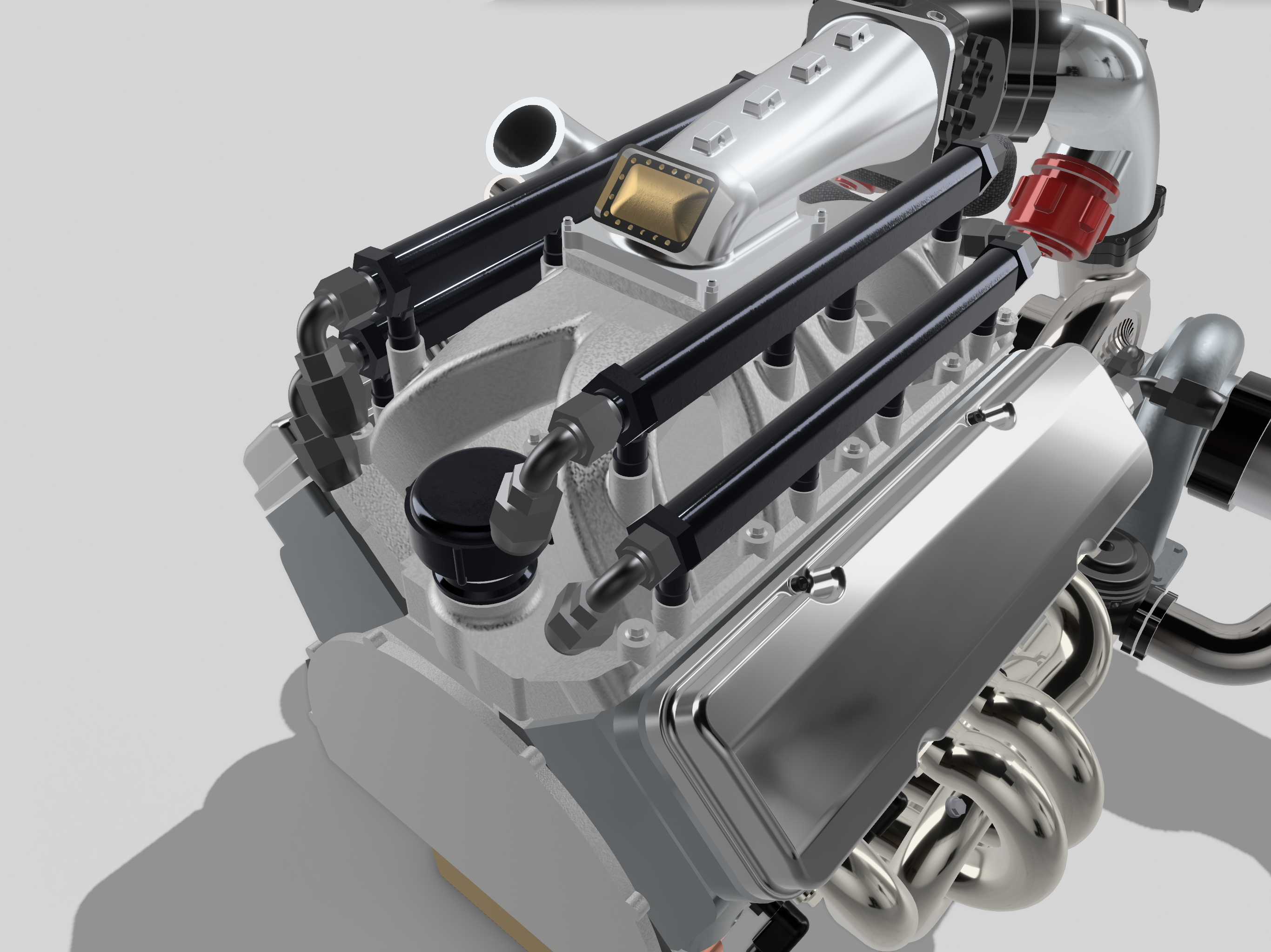 Twin-Turbo Small Block Chevrolet Engine & Reid Rossler Transmission – 1/25 Scale