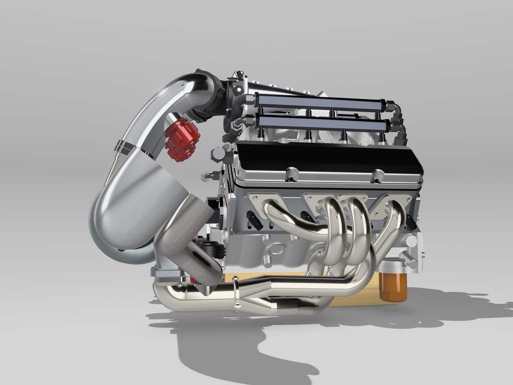 Twin-Turbo Small Block Chevrolet Engine & Reid Rossler Transmission – 1/25 Scale