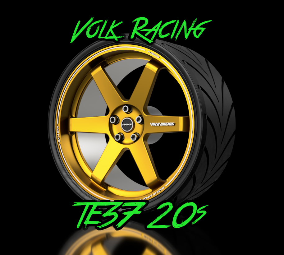 20-Inch Volk Racing TE37 Wheel & Tire Set – 1/24 Scale
