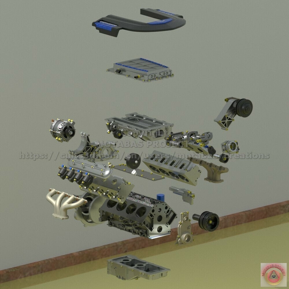 Corvette C6 ZR1 LS9 Supercharged Engine & Tremec TR6060 Transmission – 1/25 Scale
