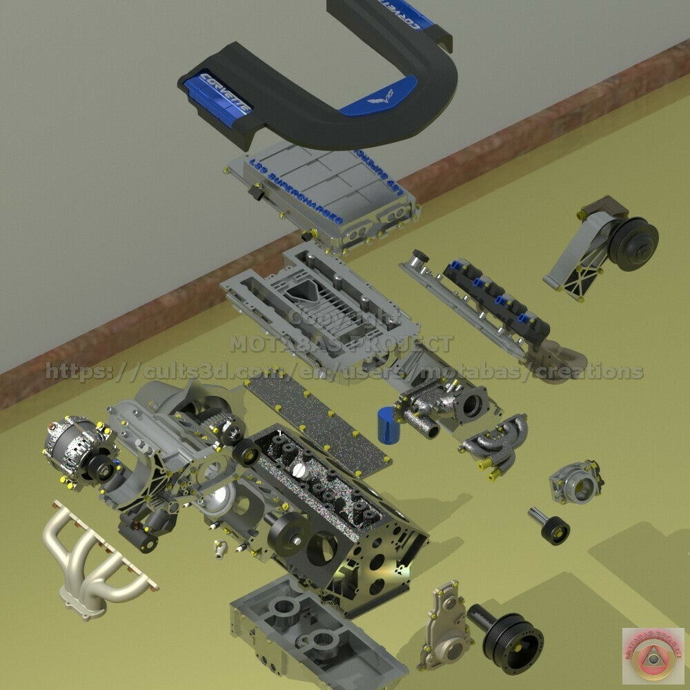 Corvette C6 ZR1 LS9 Supercharged Engine & Tremec TR6060 Transmission – 1/25 Scale