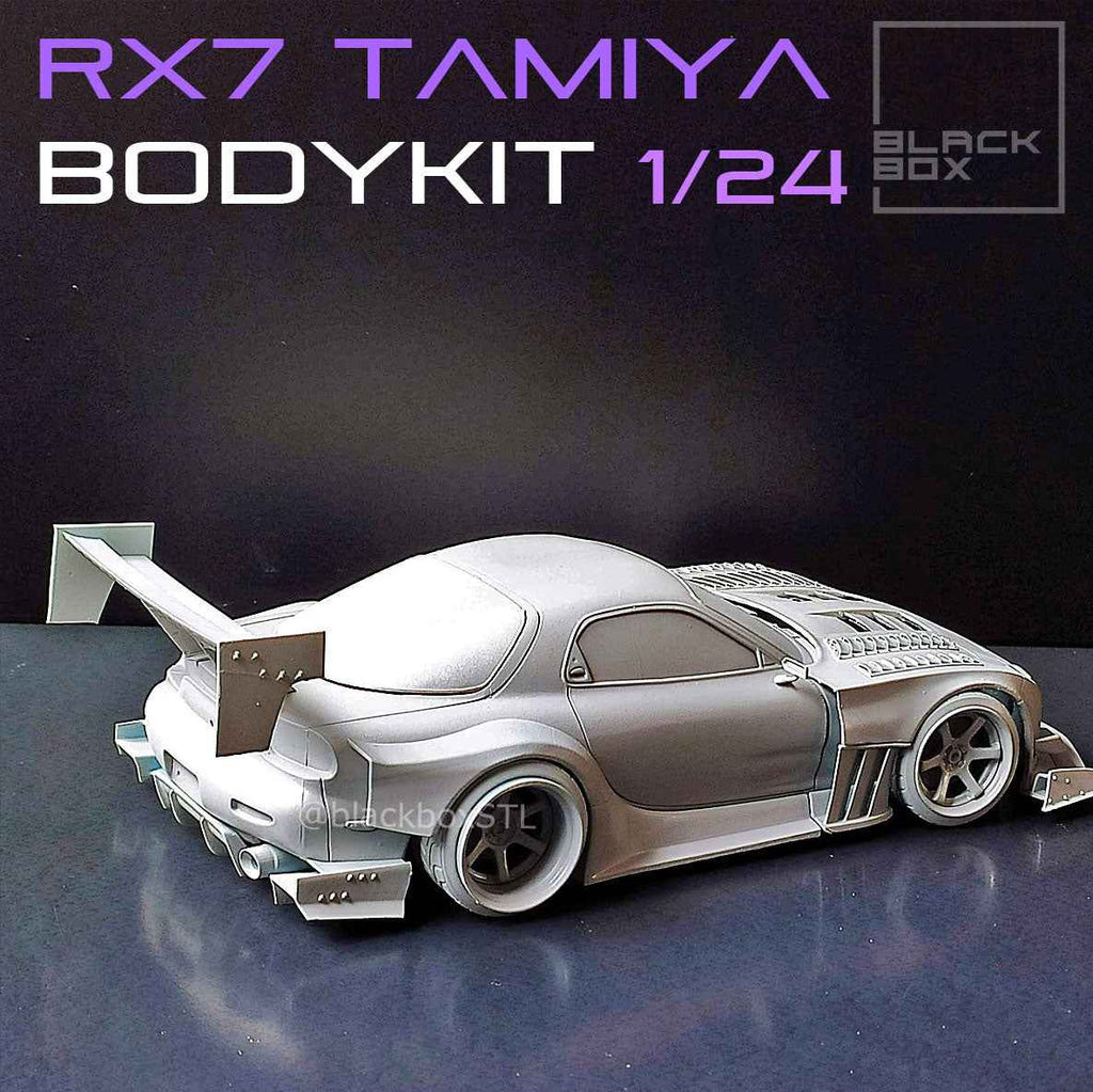 Tamiya Mazda RX-7 Time Attack Widebody Kit with Wheels & Lowered Suspension – 1/24 Scale