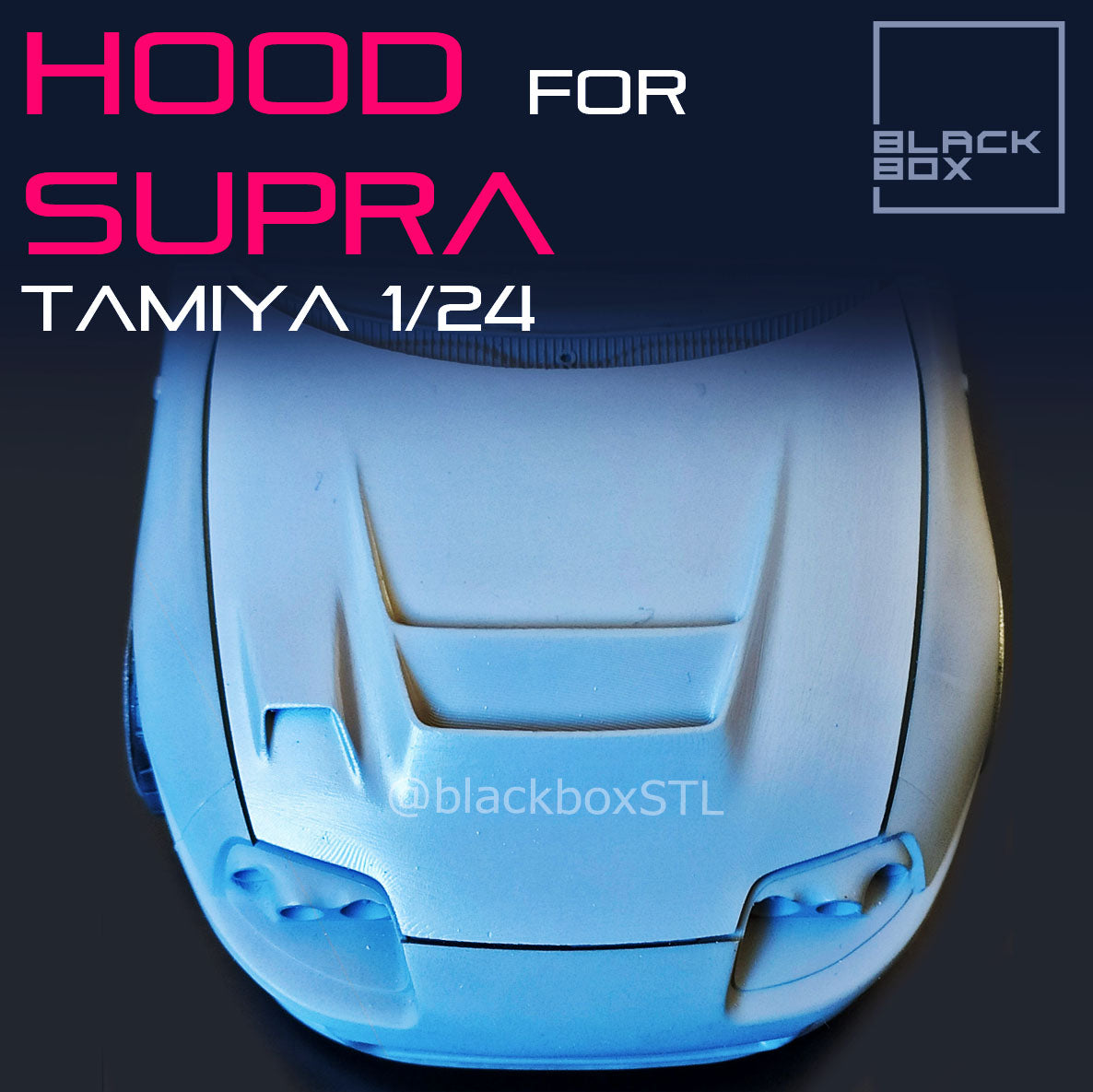 Tamiya Toyota Supra Mk4 VRS Custom Hood with Hinges – 1/24 Scale