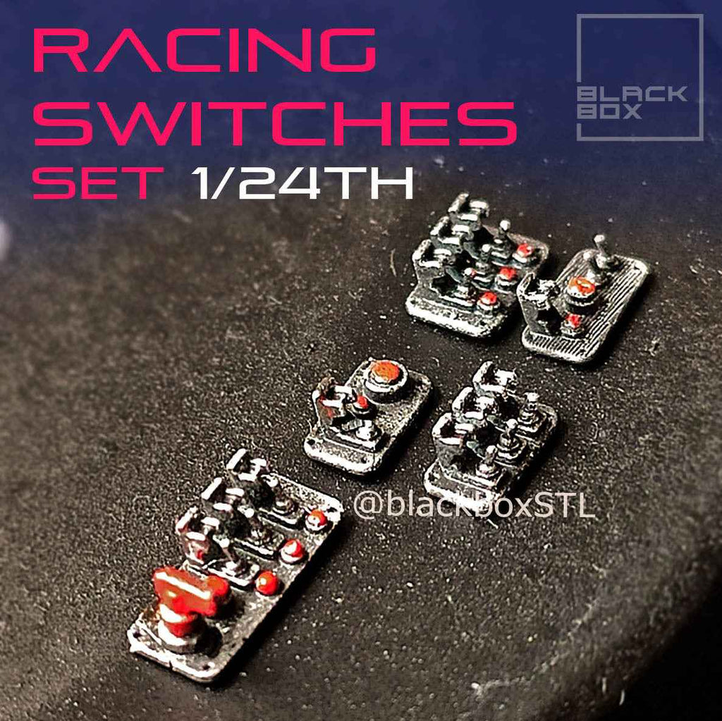 Racing Switches Interior Detail Set – 5 Designs – 1/24 Scale