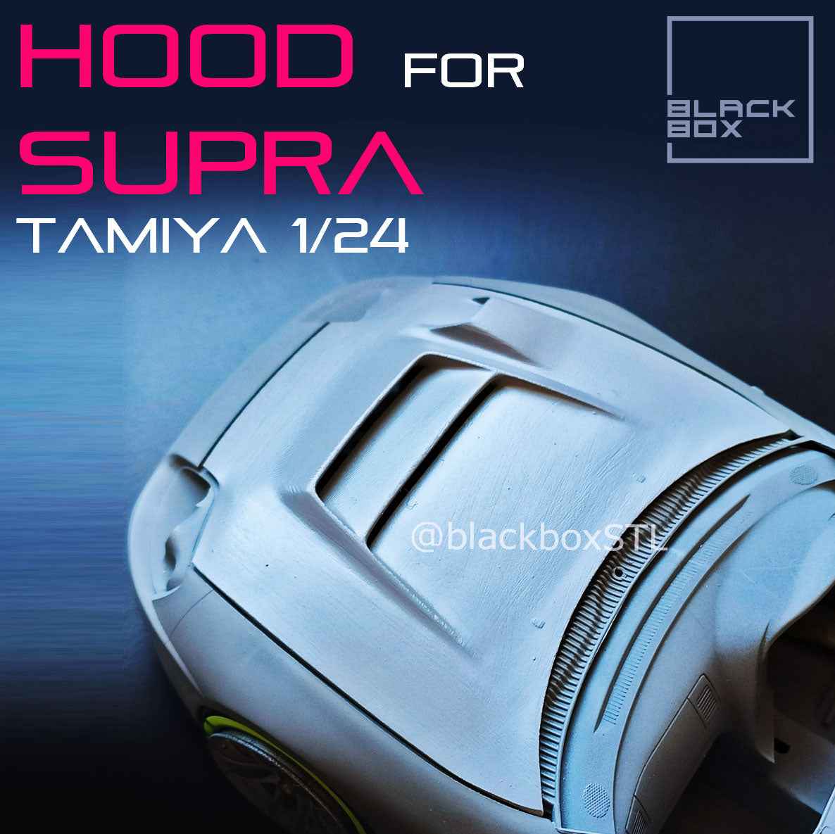 Tamiya Toyota Supra Mk4 VRS Custom Hood with Hinges – 1/24 Scale