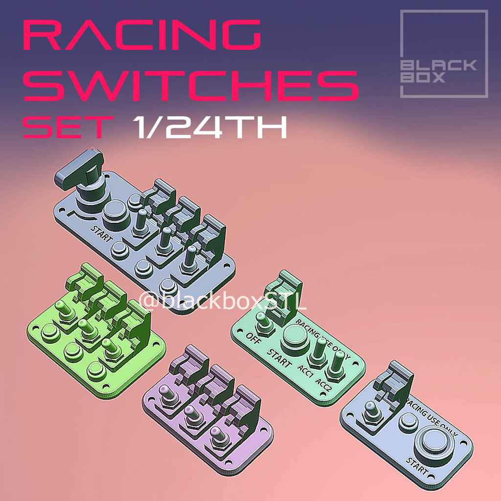 Racing Switches Interior Detail Set – 5 Designs – 1/24 Scale