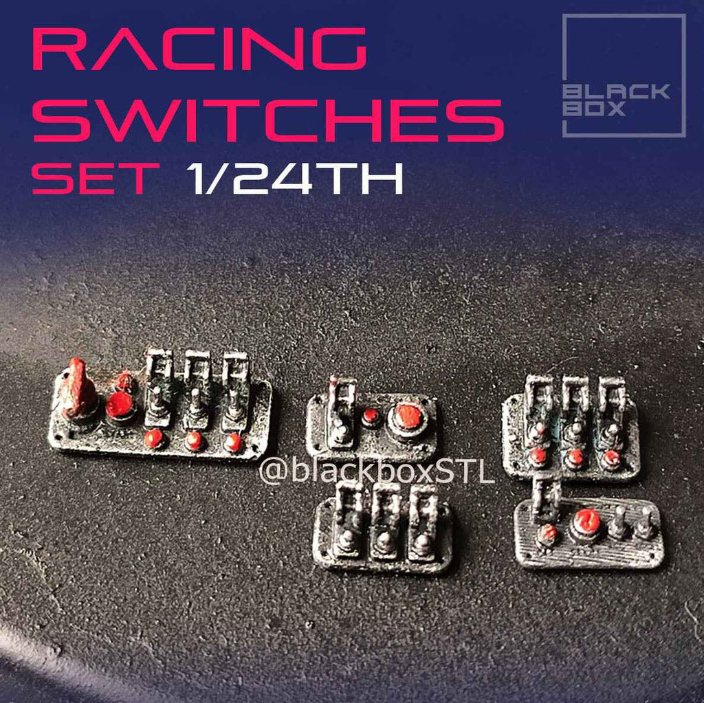 Racing Switches Interior Detail Set – 5 Designs – 1/24 Scale