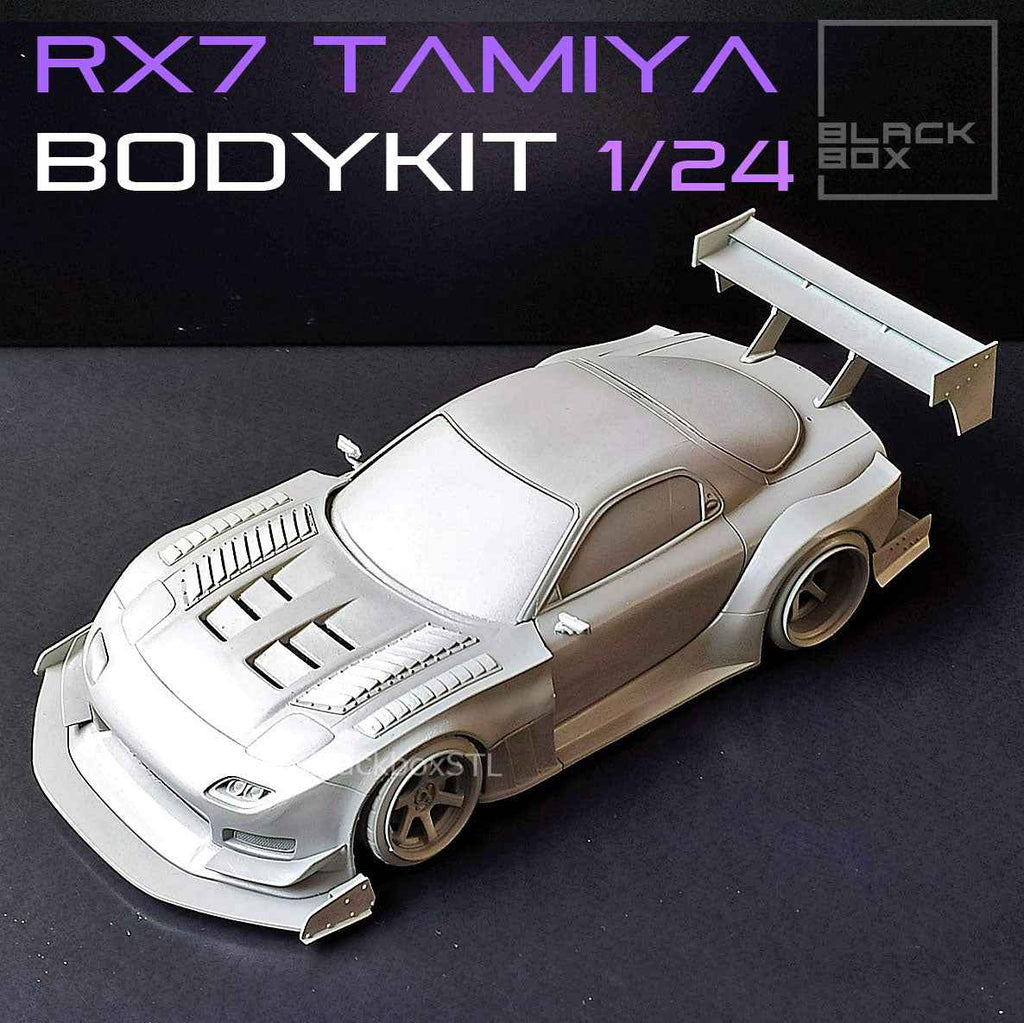 Tamiya Mazda RX-7 Time Attack Widebody Kit with Wheels & Lowered Suspension – 1/24 Scale