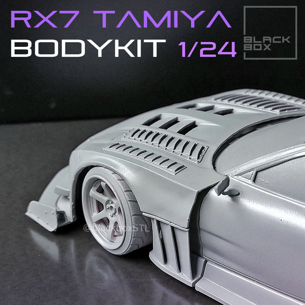 Tamiya Mazda RX-7 Time Attack Widebody Kit with Wheels & Lowered Suspension – 1/24 Scale