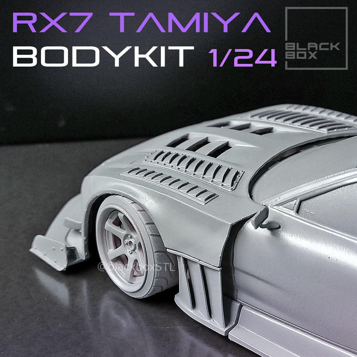 Tamiya Mazda RX-7 Time Attack Widebody Kit with Wheels & Lowered Suspension – 1/24 Scale