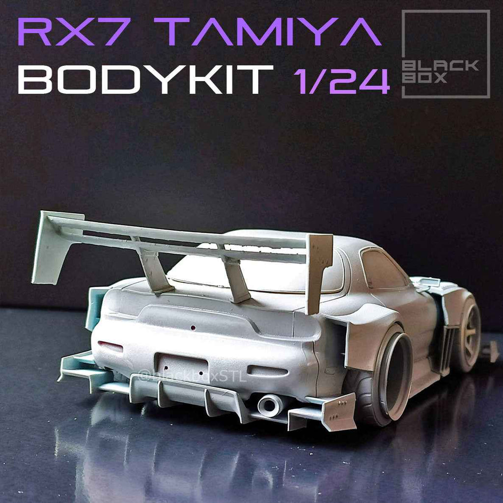 Tamiya Mazda RX-7 Time Attack Widebody Kit with Wheels & Lowered Suspension – 1/24 Scale