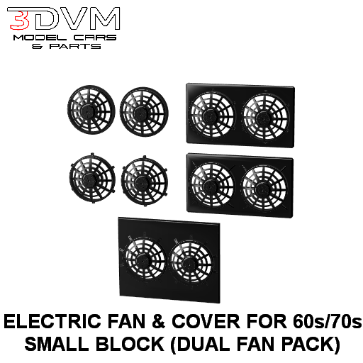 60s/70s Muscle Car Small Block Dual Electric Fan & Cover Set - Model Maker's Workshop