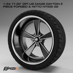 17 & 20-Inch US Mags Dayton 2-Piece Forged Wheels & Nitto NT555 G2 Tires – Set of 4 – 1/24 Scale
