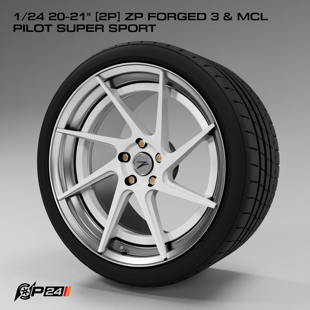 20–21-Inch ZP Forged 3 Wheels & MCL Pilot Super Sport Tires – Set of 4 – 1/24 & 1/25 Scale