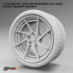 20–21-Inch ZP Forged 3 Wheels & MCL Pilot Super Sport Tires – Set of 4 – 1/24 & 1/25 Scale