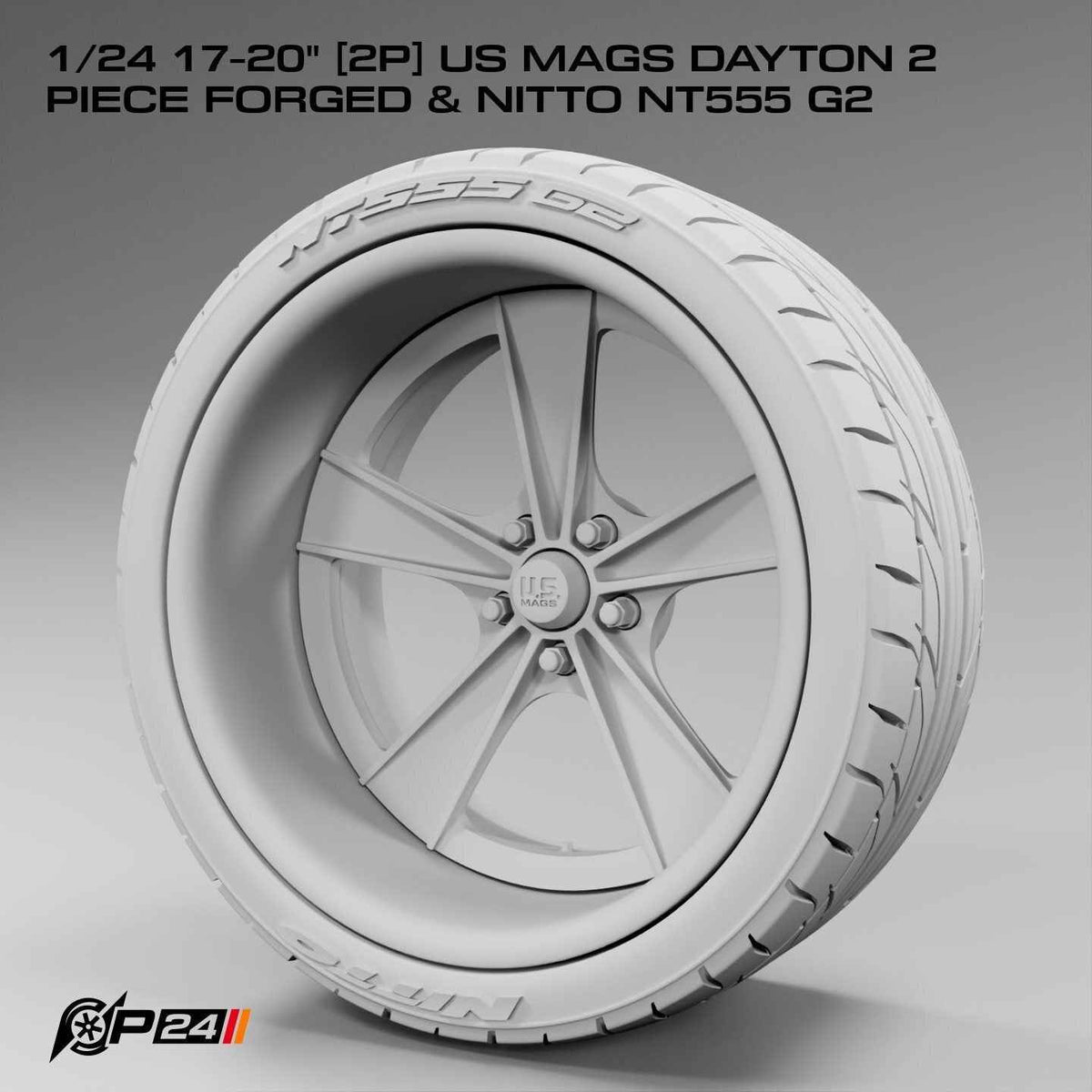 17 & 20-Inch US Mags Dayton 2-Piece Forged Wheels & Nitto NT555 G2 Tires – Set of 4 – 1/24 Scale
