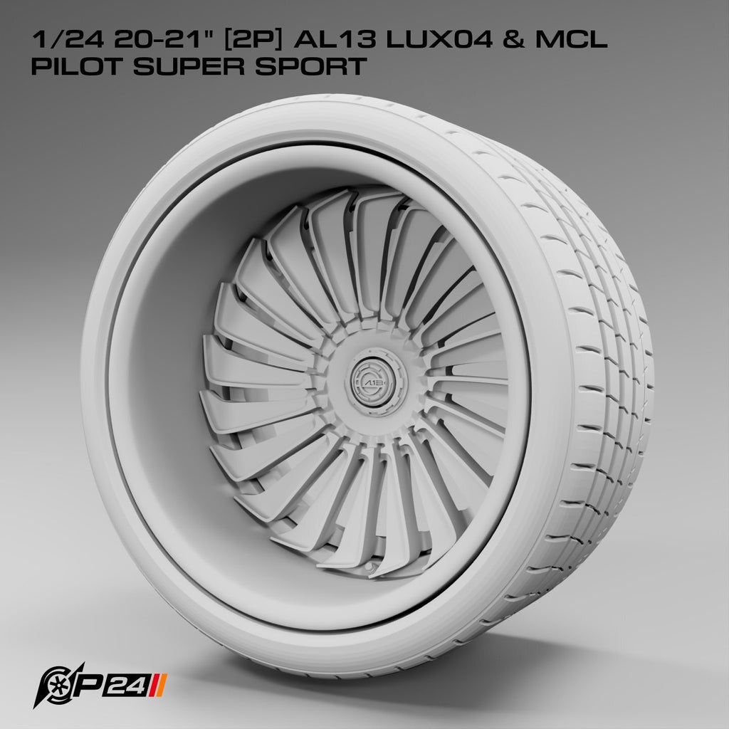 20–21-Inch AL13 LUX04 Wheels & MCL Pilot Super Sport Tires – Pair – 1/24 & 1/25 Scale