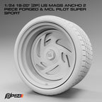 18 & 20-Inch US Mags Ancho 2-Piece Forged Wheels & MCL Pilot Super Sport Tires – Set of 4 – 1/24 Scale
