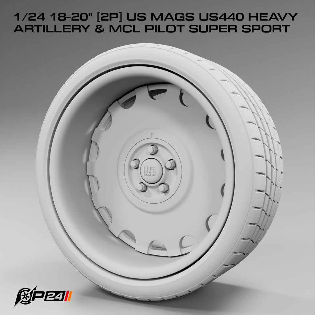 18–20-Inch US Mags US440 Heavy Artillery Wheels & MCL Pilot Super Sport Tires – Set of 4