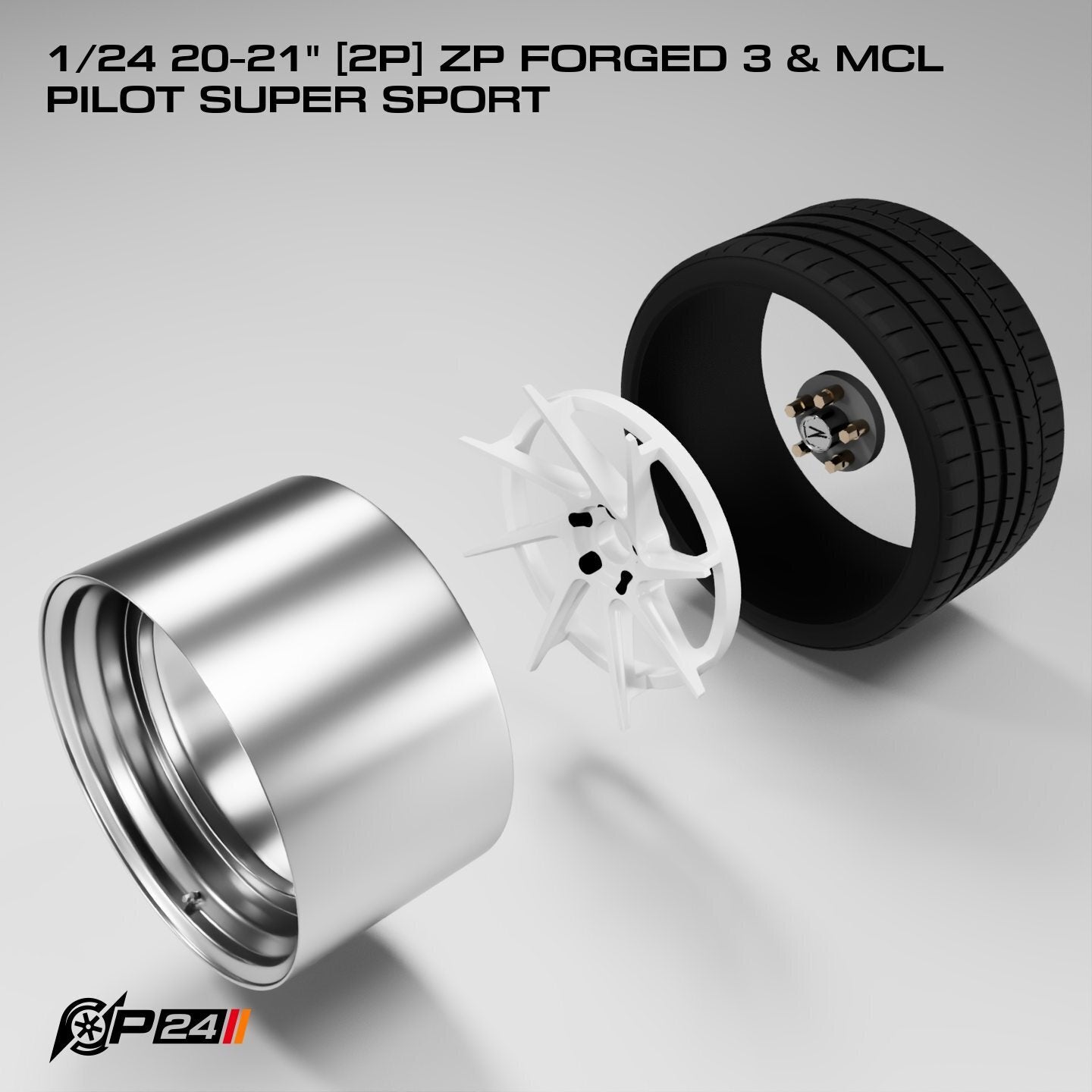 20–21-Inch ZP Forged 3 Wheels & MCL Pilot Super Sport Tires – Set of 4 – 1/24 & 1/25 Scale