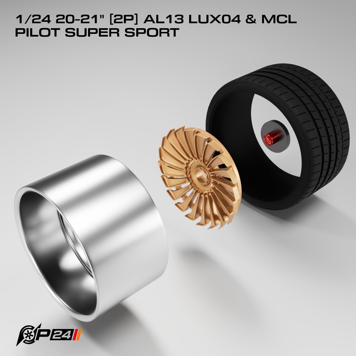 20–21-Inch AL13 LUX04 Wheels & MCL Pilot Super Sport Tires – Pair – 1/24 & 1/25 Scale