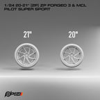 20–21-Inch ZP Forged 3 Wheels & MCL Pilot Super Sport Tires – Set of 4 – 1/24 & 1/25 Scale