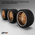 20–21-Inch AL13 LUX04 Wheels & MCL Pilot Super Sport Tires – Pair – 1/24 & 1/25 Scale