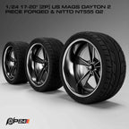 17 & 20-Inch US Mags Dayton 2-Piece Forged Wheels & Nitto NT555 G2 Tires – Set of 4 – 1/24 Scale