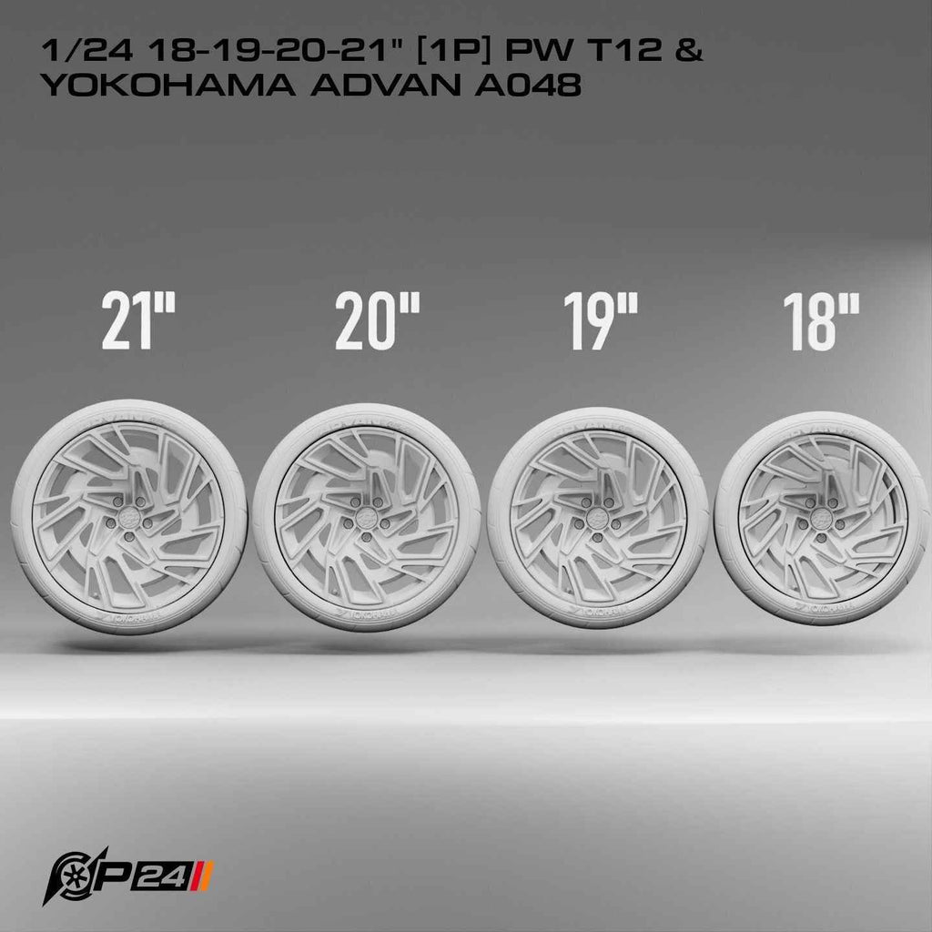 18–21-Inch PW T12 Wheels & Yokohama Advan A048 Tires – Set of 4