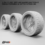 17 & 20-Inch US Mags Dayton 2-Piece Forged Wheels & Nitto NT555 G2 Tires – Set of 4 – 1/24 Scale by P24 Hobby – product image…