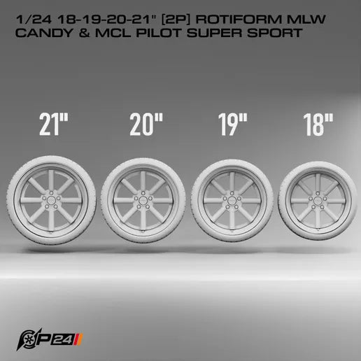 18–21-Inch Rotiform MLW Candy Wheels & MCL Pilot Super Sport Tires – Pair