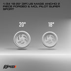 18 & 20-Inch US Mags Ancho 2-Piece Forged Wheels & MCL Pilot Super Sport Tires – Set of 4 – 1/24 Scale
