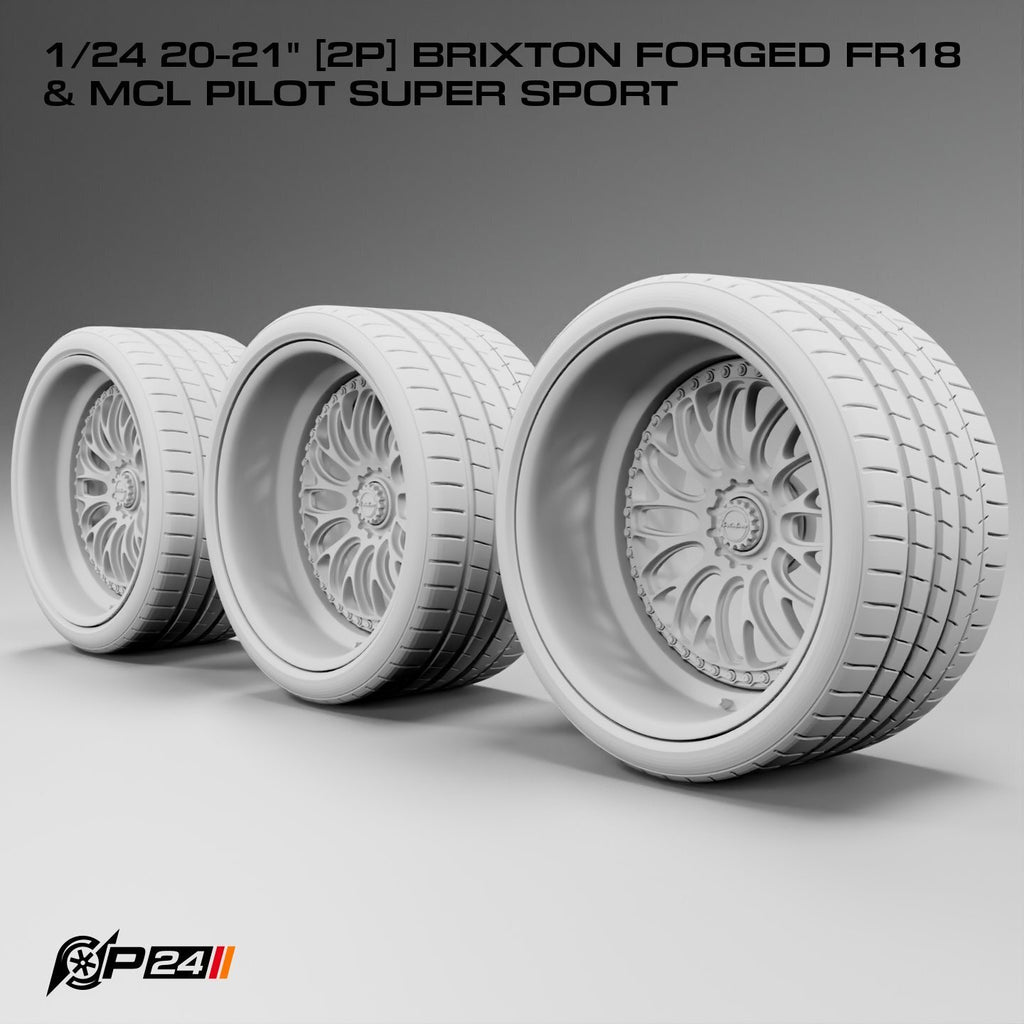 20–21-Inch Brixton Forged FR18 Wheels & MCL Pilot Super Sport Tires – Pair – 1/24 & 1/25 Scale