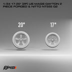 17 & 20-Inch US Mags Dayton 2-Piece Forged Wheels & Nitto NT555 G2 Tires – Set of 4 – 1/24 Scale by P24 Hobby – product image…