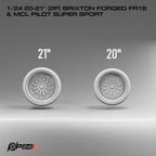 20–21-Inch Brixton Forged FR18 Wheels & MCL Pilot Super Sport Tires – Pair – 1/24 & 1/25 Scale